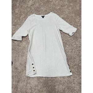 Robert Louis  Textured Knit 3/4 sleeve shift sheath sweater dress button detail